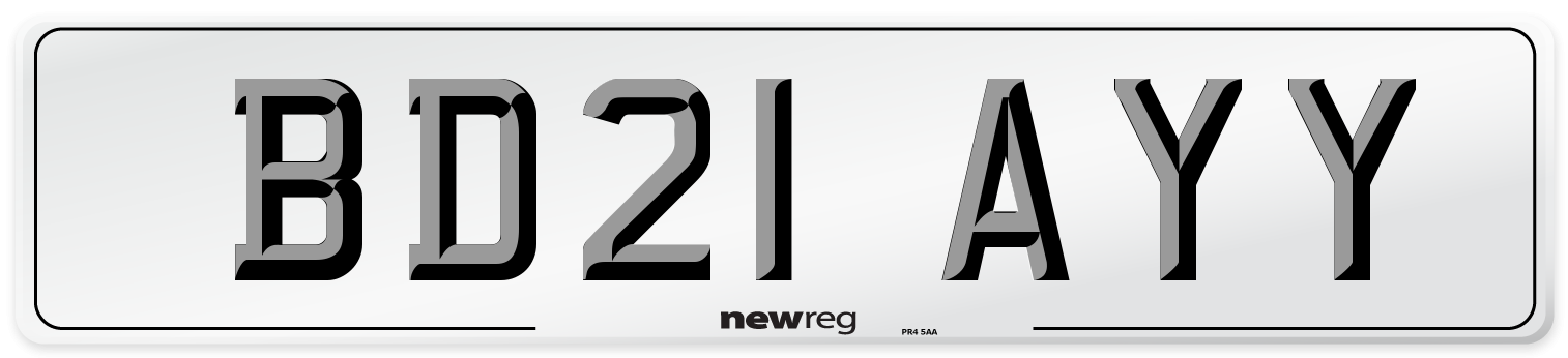 BD21 AYY Number Plate from New Reg
